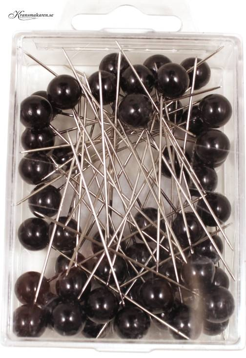 Pärlnålar, svart. 50 st